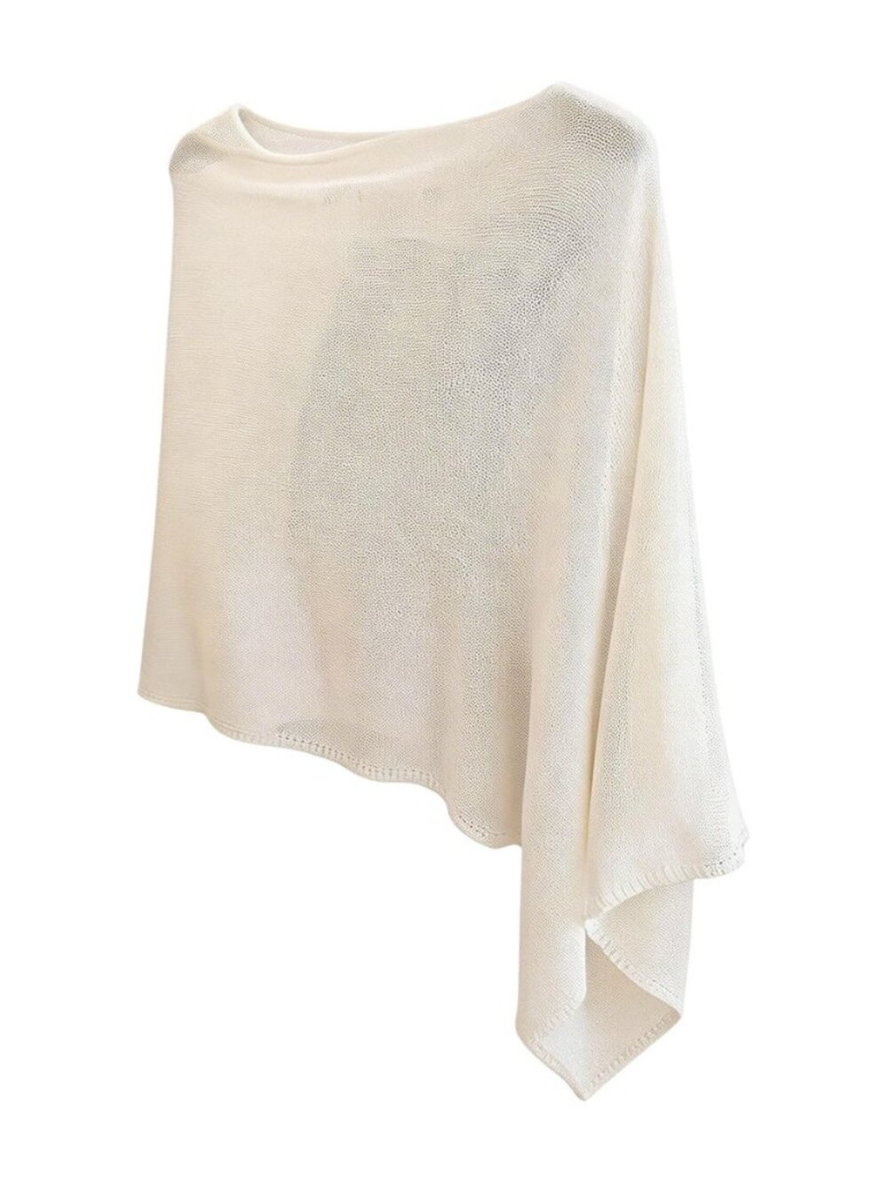 Women's Poncho Top Asymmetrical Hem Sheer Sweater Shrug Cover Up